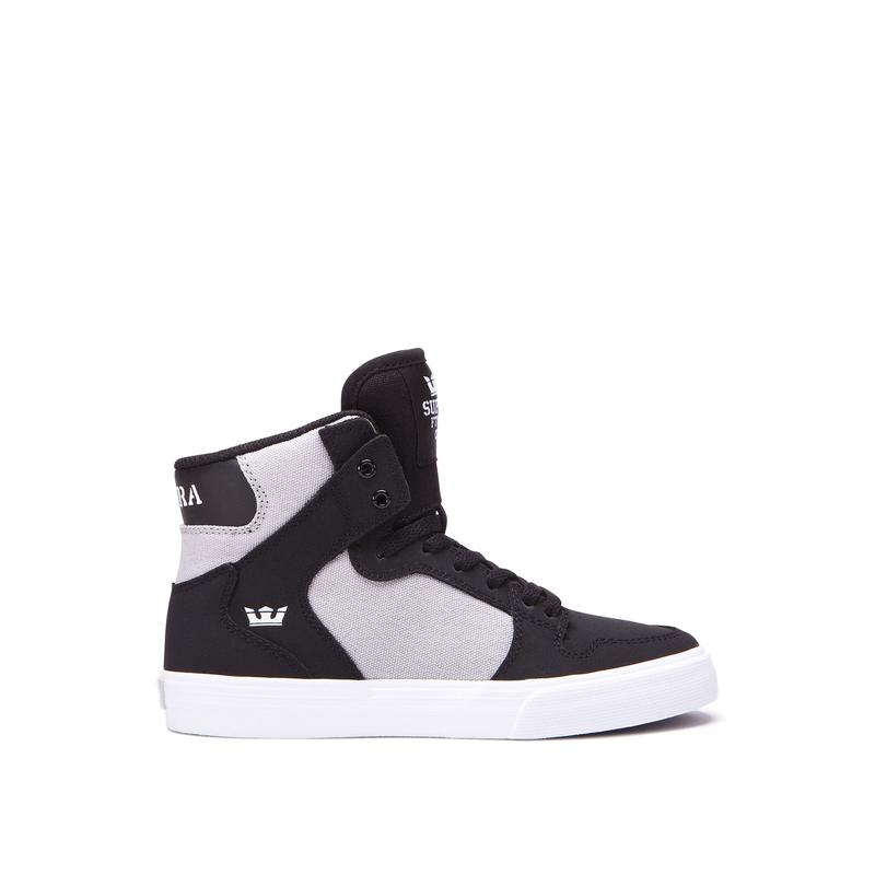 Buty Supra VAIDER - Sneakersy Wysokie Dziecięce - Czarne / Szare (XIRU-05867)